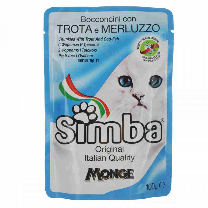 SIMBA POUCH PARA GATO - CHUNKIES DE TRUCHA Y BACALAO