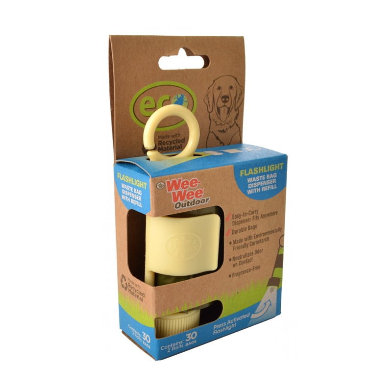 WEE-WEE DISPENSADOR DE BOLSAS PARA HECES CON LINTERNA