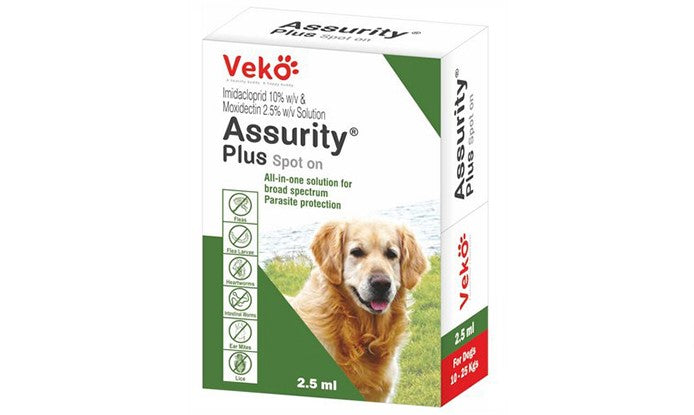 PIPETA ASSURITY PLUS STOP ON 2.5 ML DE 10 KG HASTA 20 KG (DESPARACITANTE EXTERNO)