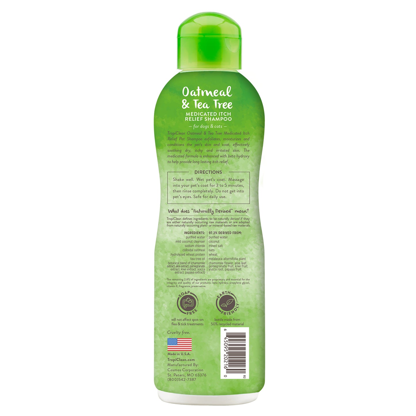 TROPICLEAN SHAMPOO OATMEAL & TEA TREE MEDICATED ITCH RELIEF