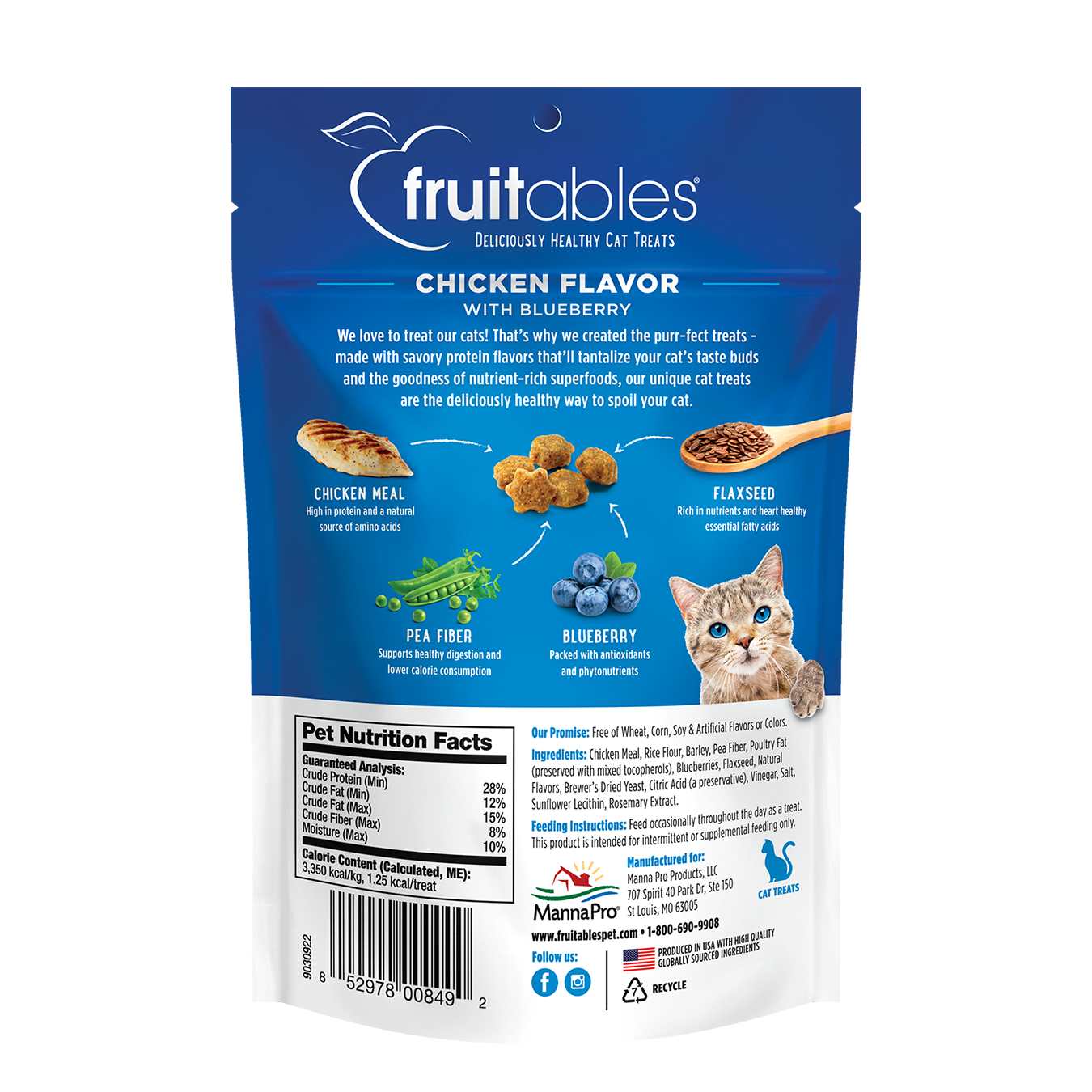 FRUITABLES CAT TREATS CHICKEN WITH BLUEBERRY - POLLO CON ARÁNDANOS