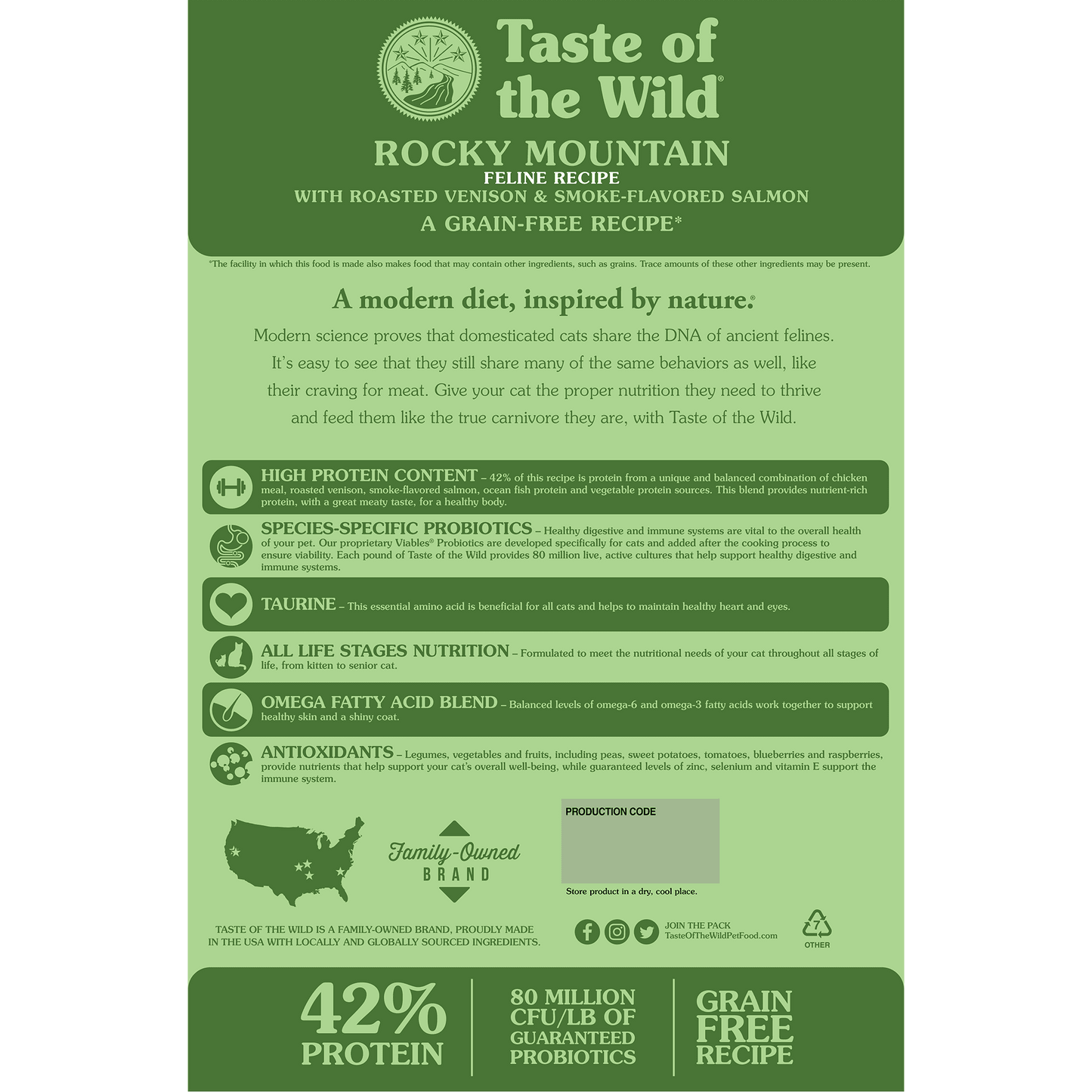 TASTE OF THE WILD ROCKY MOUNTAIN FELINE RECIPE VENADO ASADO Y SALMON AHUMADO