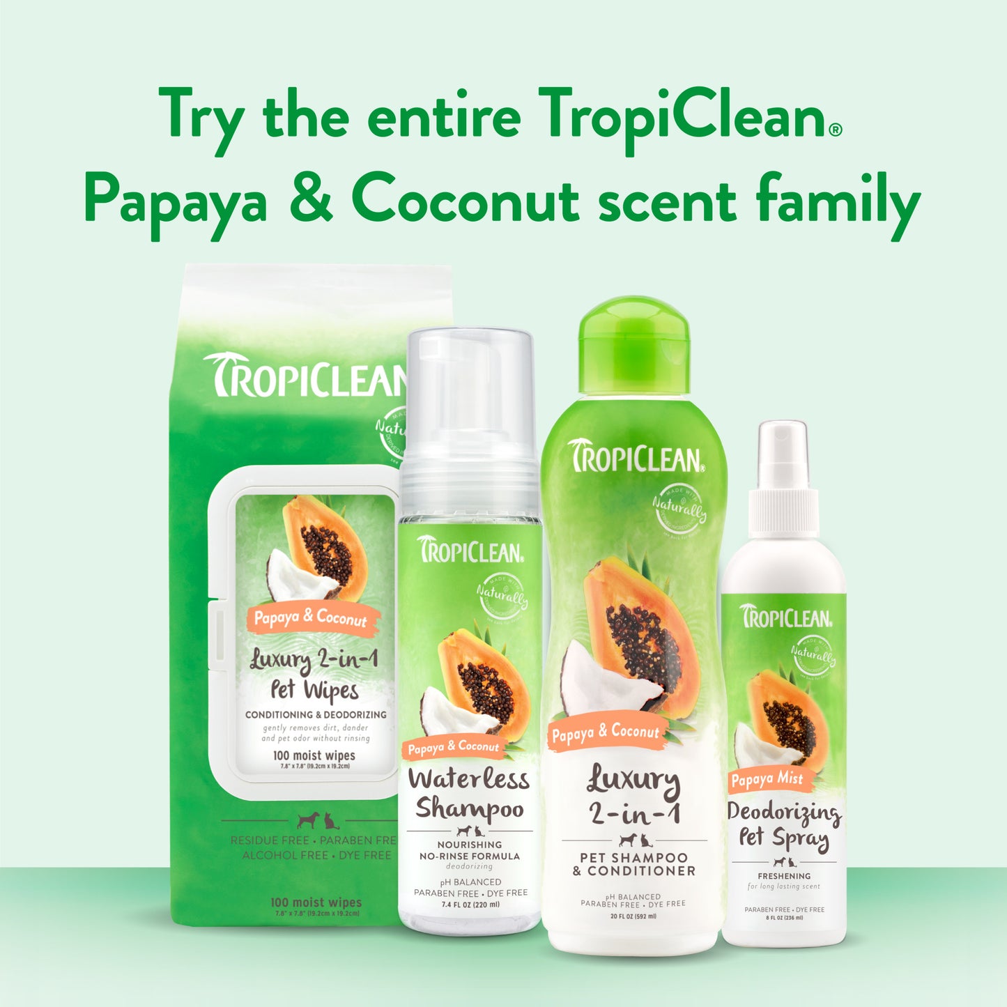 TOALLITAS HÚMEDAS PARA MASCOTAS PAPAYA & COCONUT LUXURY 2 EN 1