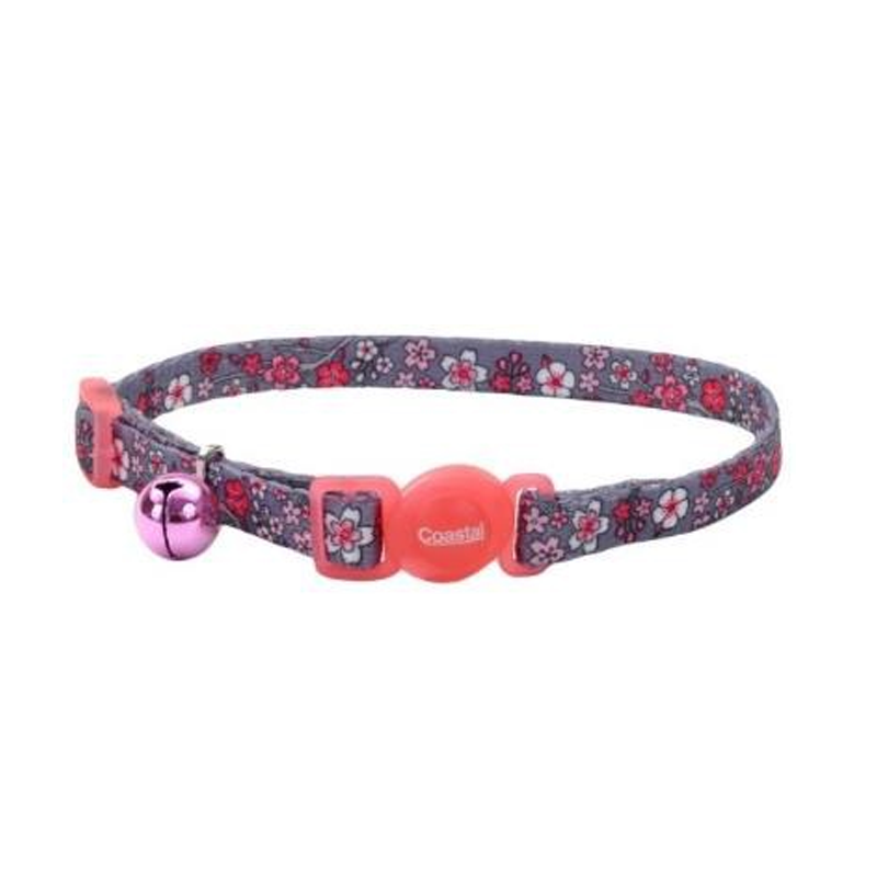 COLLAR PARA GATO SAFE CAT – GRIS CON FLORES ROSAS