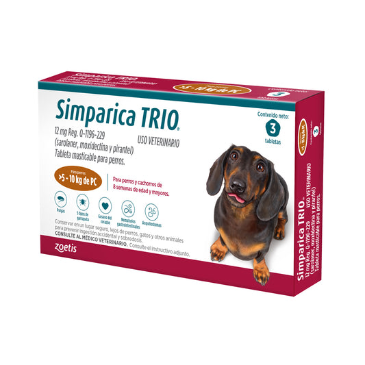 Simparica Trio Caramel de 12mg 5-10 kg 3 Tabletas