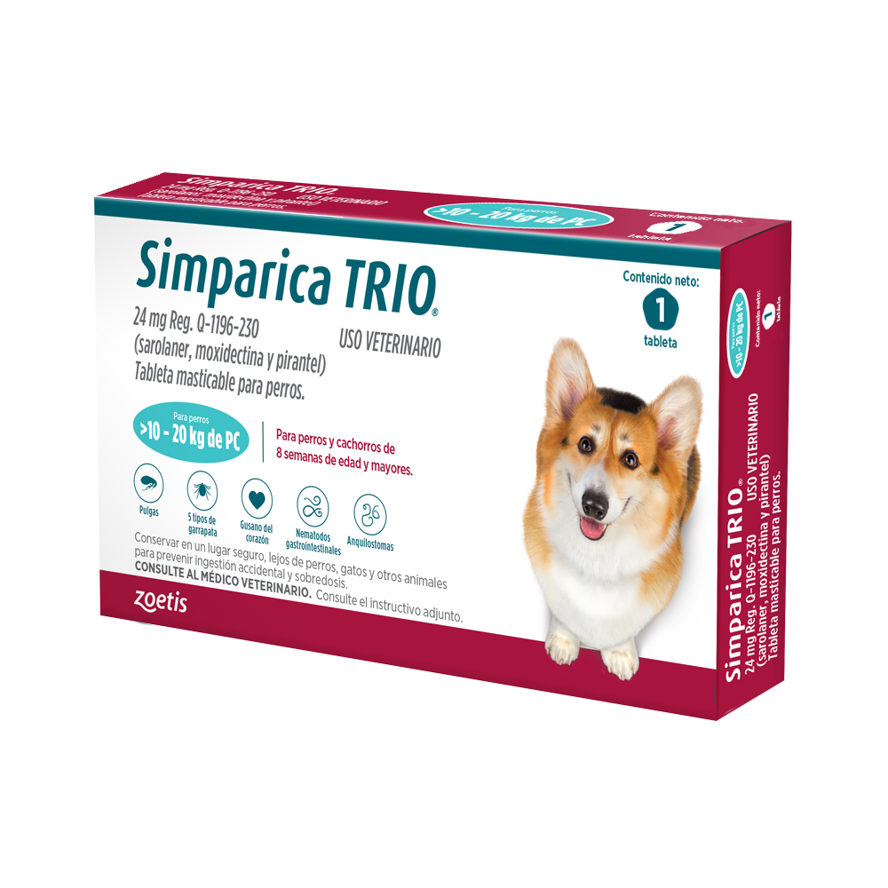Simparica Trio Blue de 24mg 10-20 kg 1 Tableta
