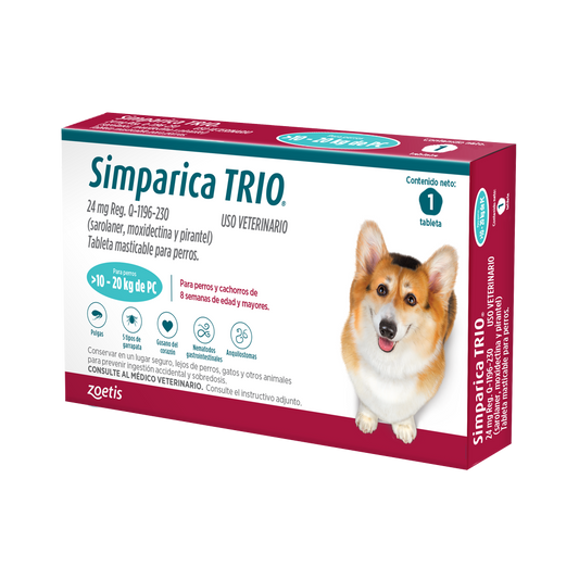 Simparica Trio Blue de 24mg 10-20 kg 1 Tableta
