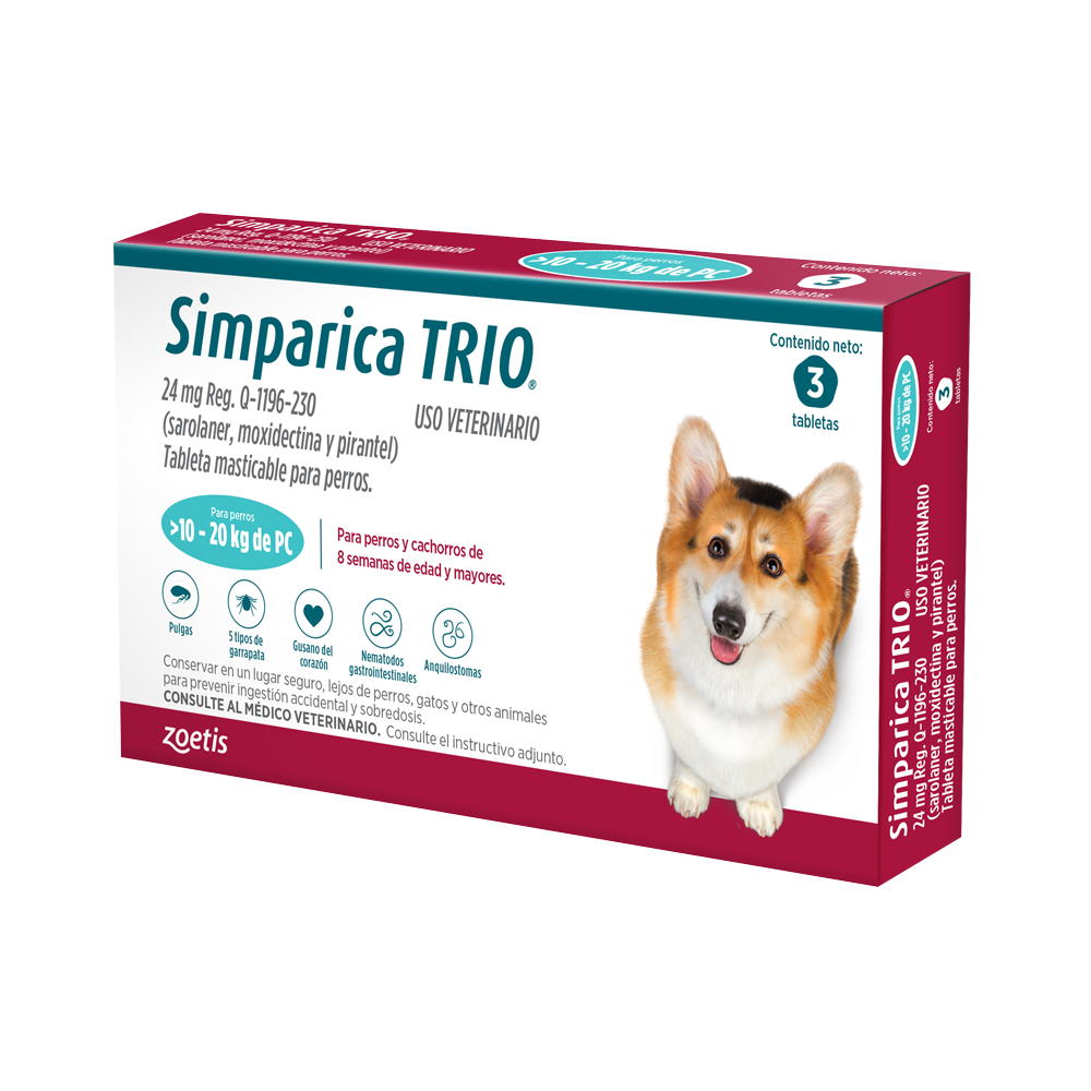 Simparica Trio Blue de 24mg 10-20 kg 3 Tableta