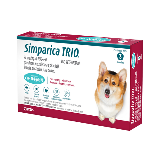 Simparica Trio Blue de 24mg 10-20 kg 3 Tableta