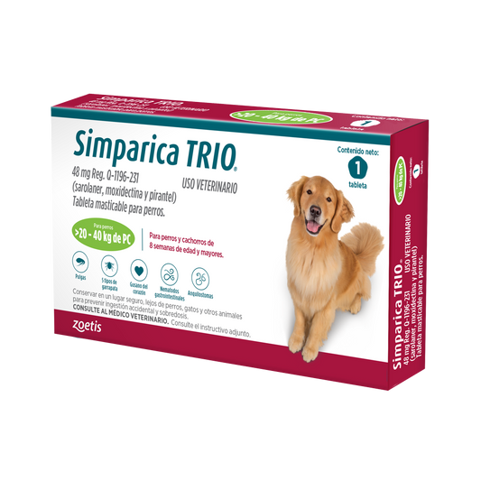 Simparica Trio Green de 48mg 20-40 kg 1 Tableta