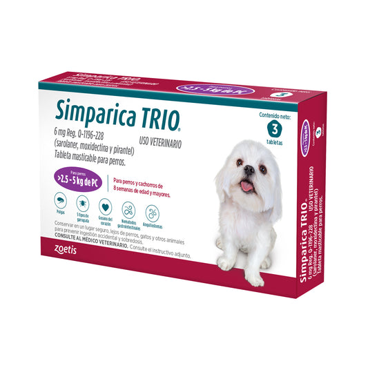 Simparica Trio Purple de 6mg 2.5-5 kg 3 Tabletas