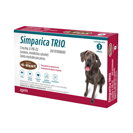 Simparica Trio Brown de 72mg 40-60 kg 3 Tabletas