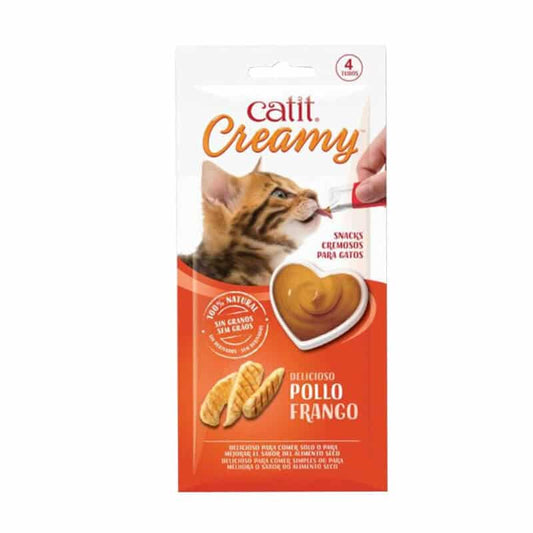 ALIMENTO GATO CATIT CREAMY POLLO 4 TUBOS 10 GRS CADA UNO