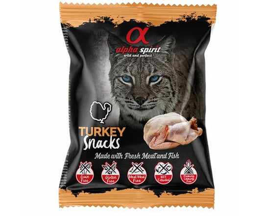 ALPHA SPIRIT SNACKS PARA GATOS CAJA 24 UNIDADES -TURKEY - DUCK - FISH