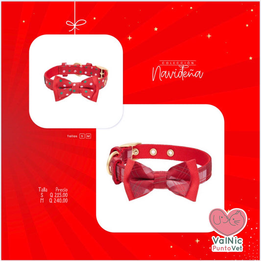 Colección navideña collares Rojo con moña