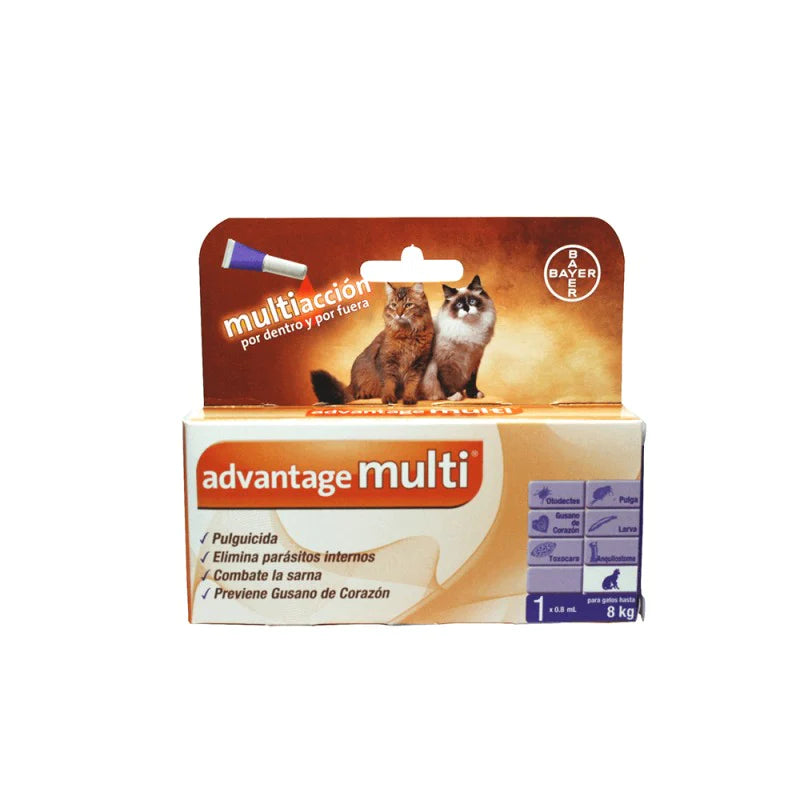 ADVANTAGE MULTI GATO 0.8 ML ARRIBA DE 4 KG (3 Pipetas)