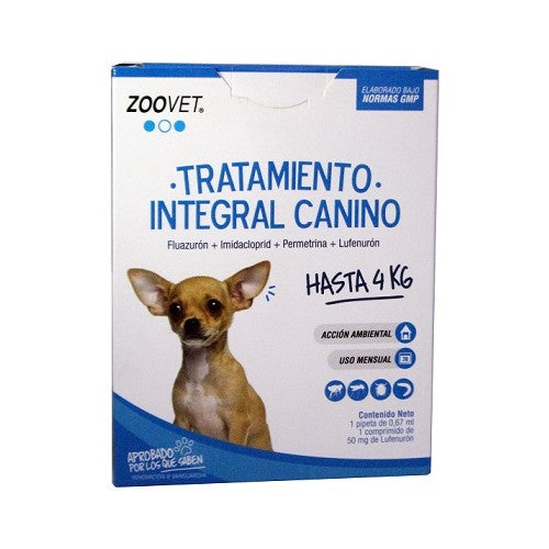 TRATAMIENTO INTEGRAL CANINO PITETA PARA PERROS DE 4KG (Antiparasitario externo - Sistémico)