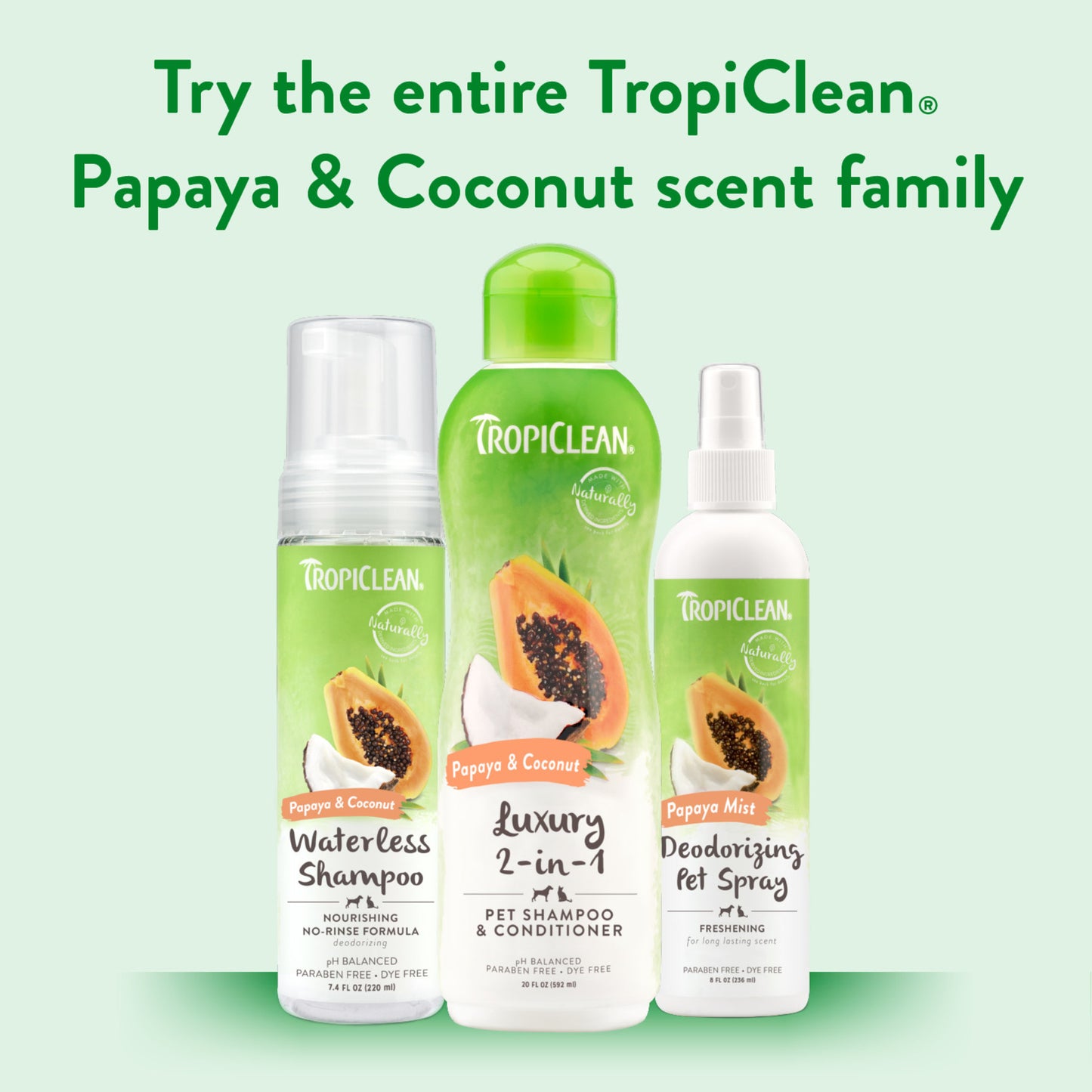 TROPICLEAN SHAMPOO & CONDITIONER PAPAYA & COCONUT LUXURY 2IN1