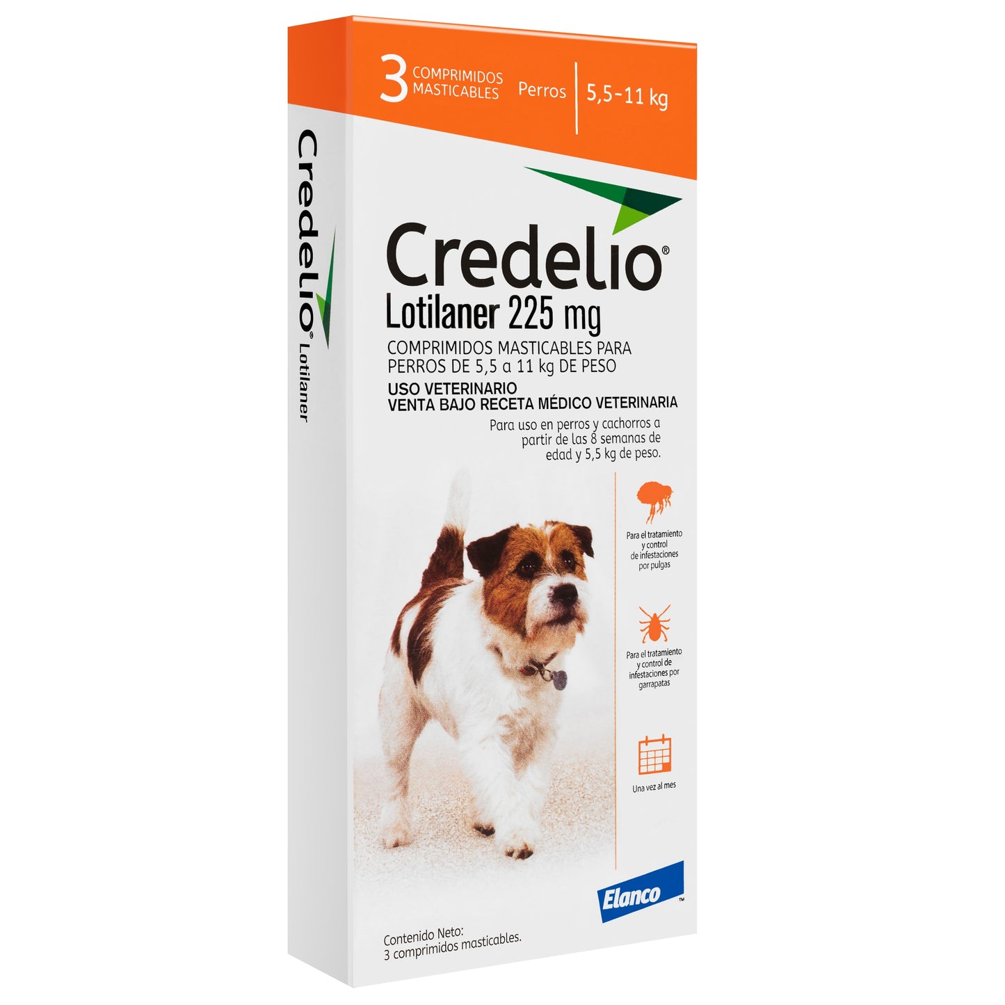 CREDELIO ANTIPULGA Y GARRAPATAS 225 MG  (3 TABLETAS)