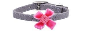 COLLAR PARA GATO Li´L PALS 5/16” – GRIS CON FLOR ROSADA
