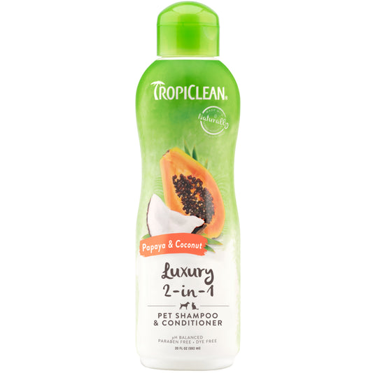 TROPICLEAN SHAMPOO & CONDITIONER PAPAYA & COCONUT LUXURY 2IN1