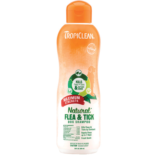 TROPICLEAN NATURAL FLEA & TICK MAXIMUM STRENGTH DOG SHAMPOO