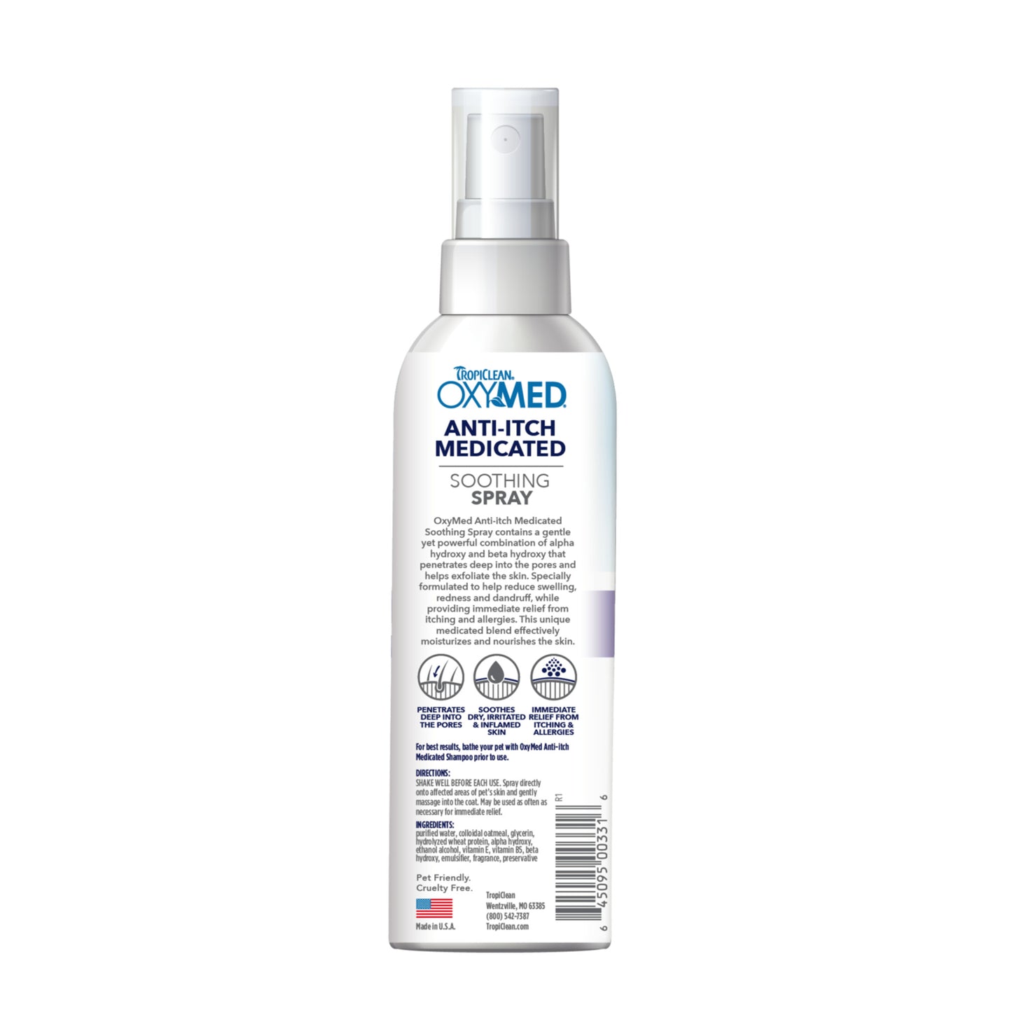 TROPICLEAN OXY MED ANTI ITCH MEDICATED SOOTHING SPRAY